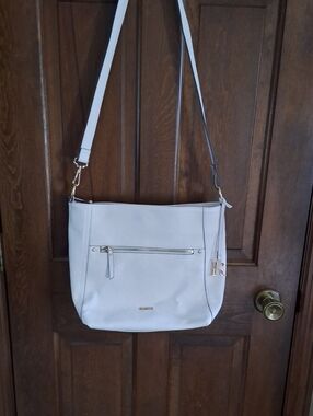 Rosetti Josephine Chic White Shoulder Bag with Gold Accents